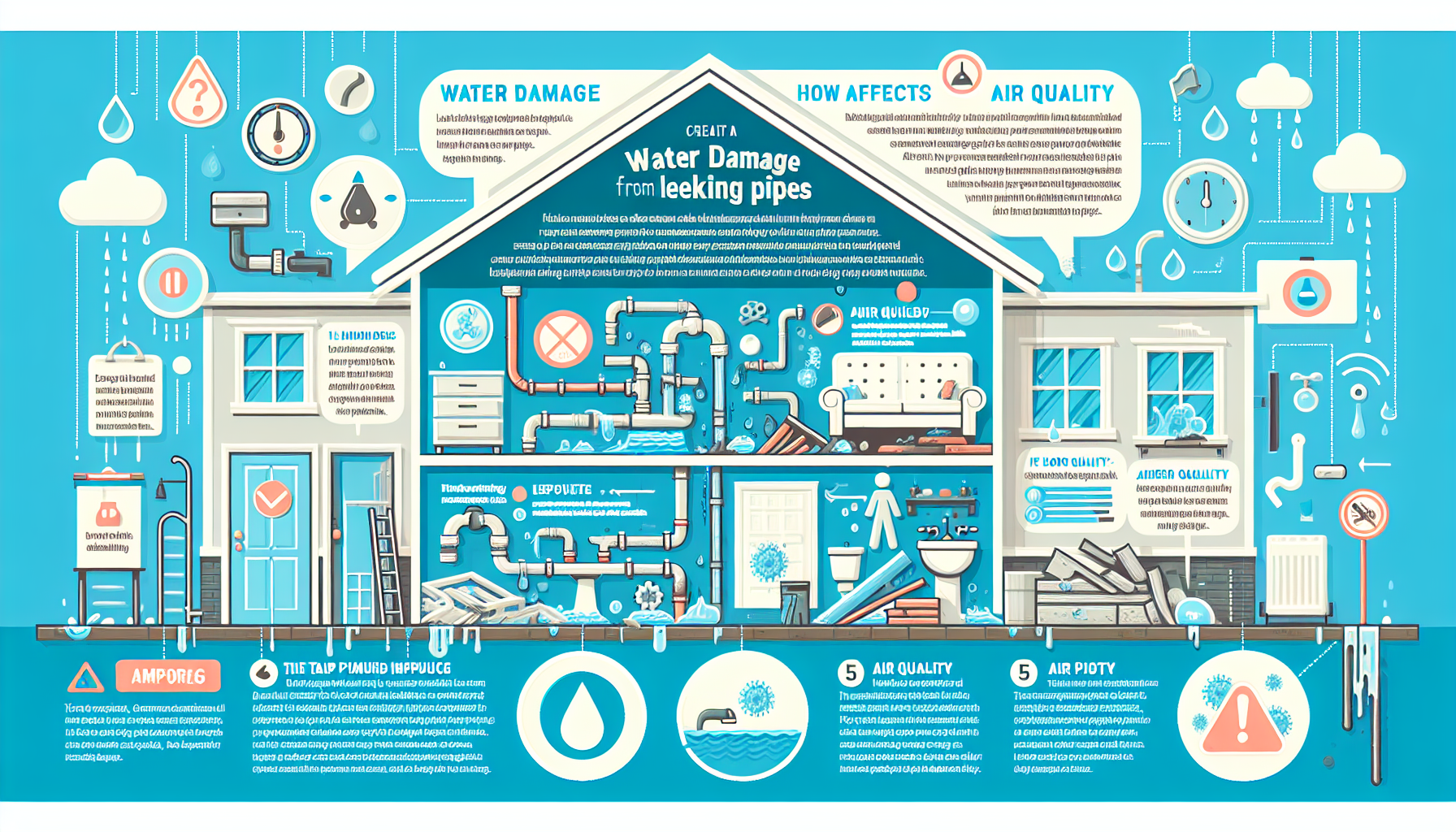 water damage from leaking pipes infographic
