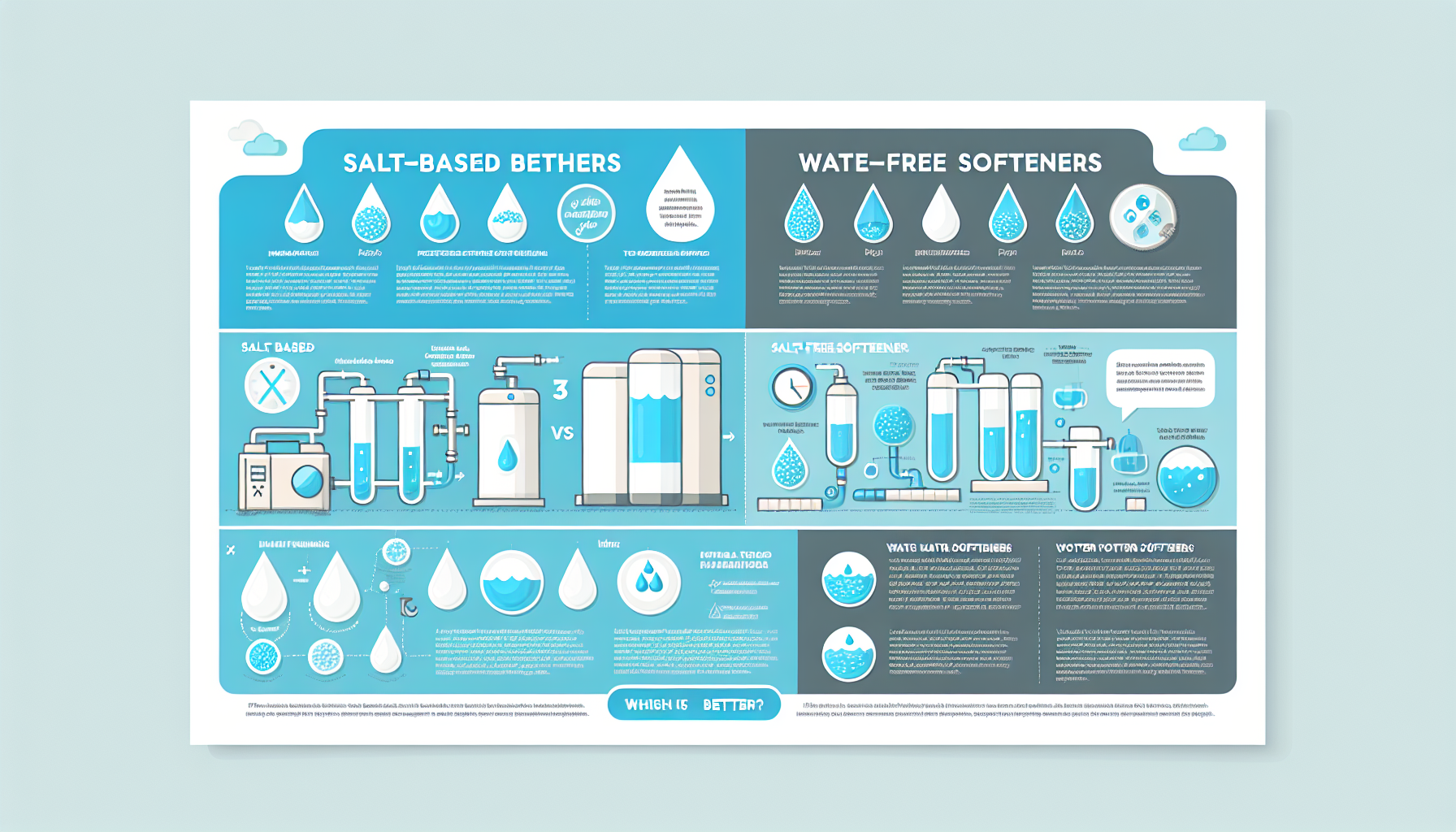 salt-based vs salt-free water softeners infographic