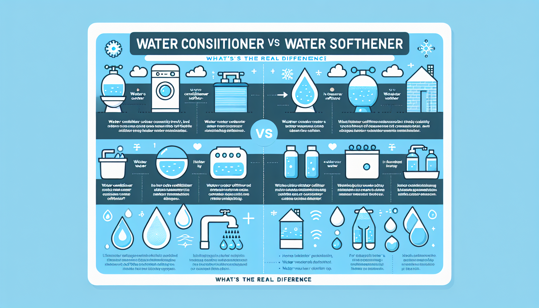water conditioner vs water softener infographic