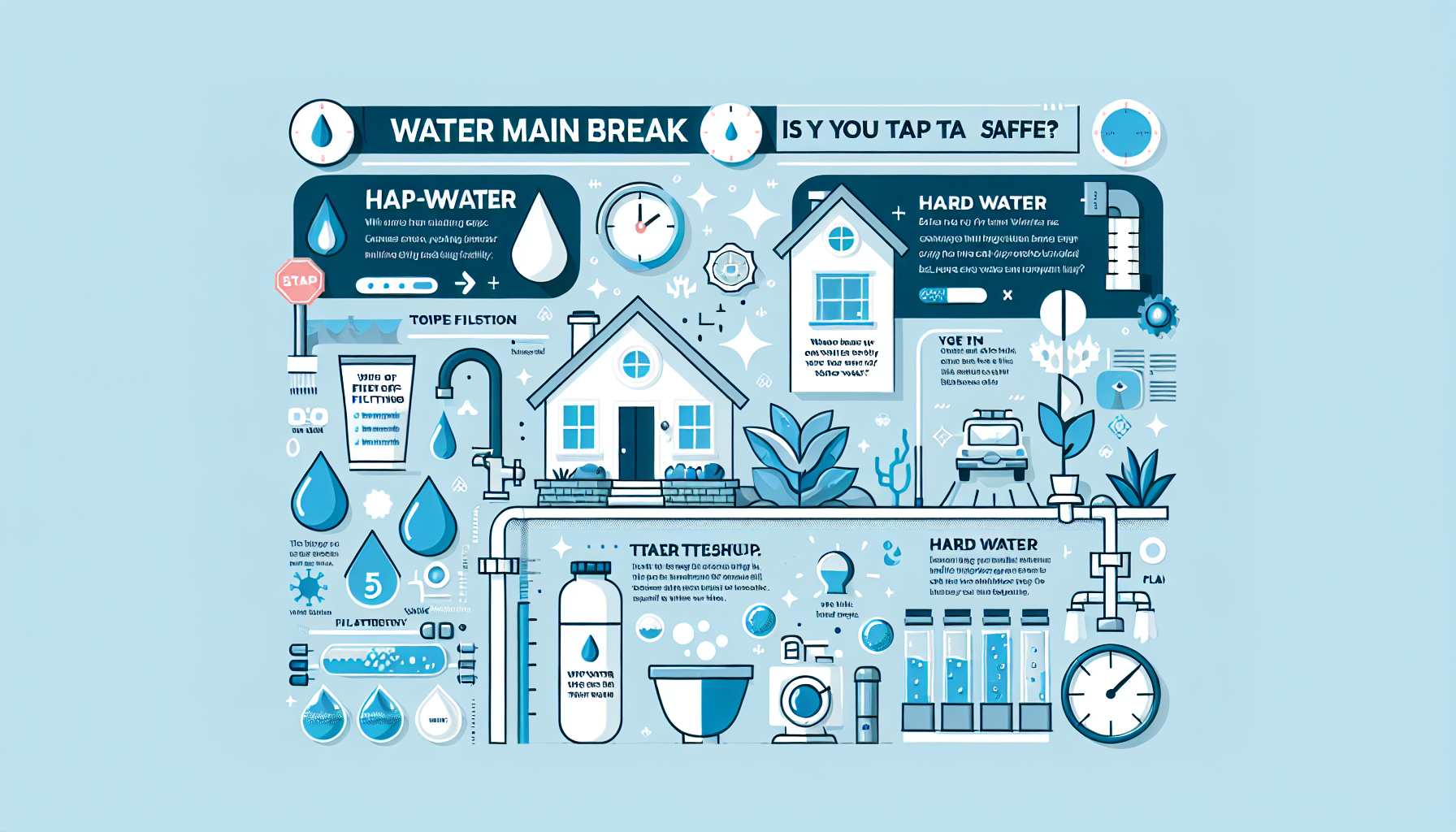 water main break tap water safety infographic