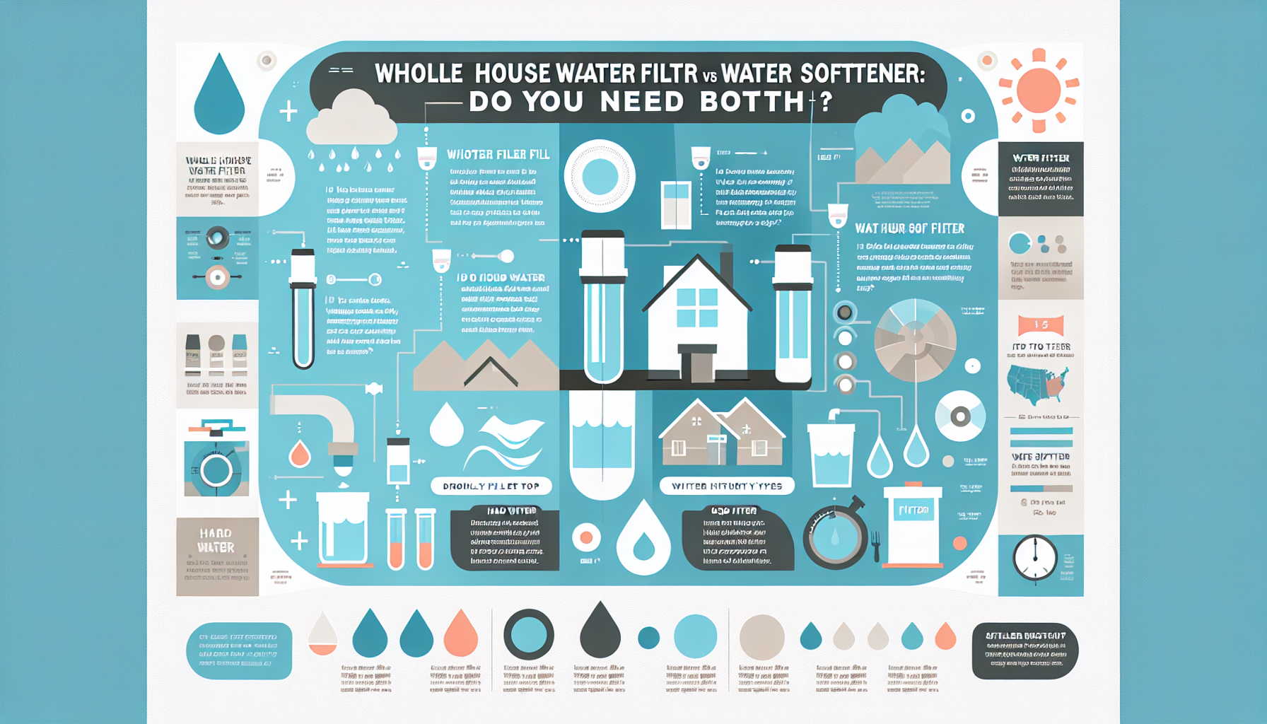 whole house water filter vs water softener infographic