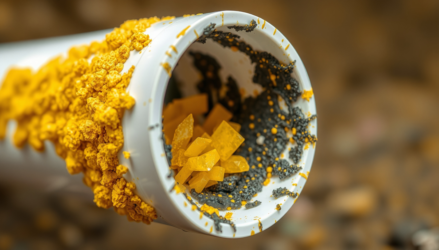 sulfur in Florida tap water close-up view