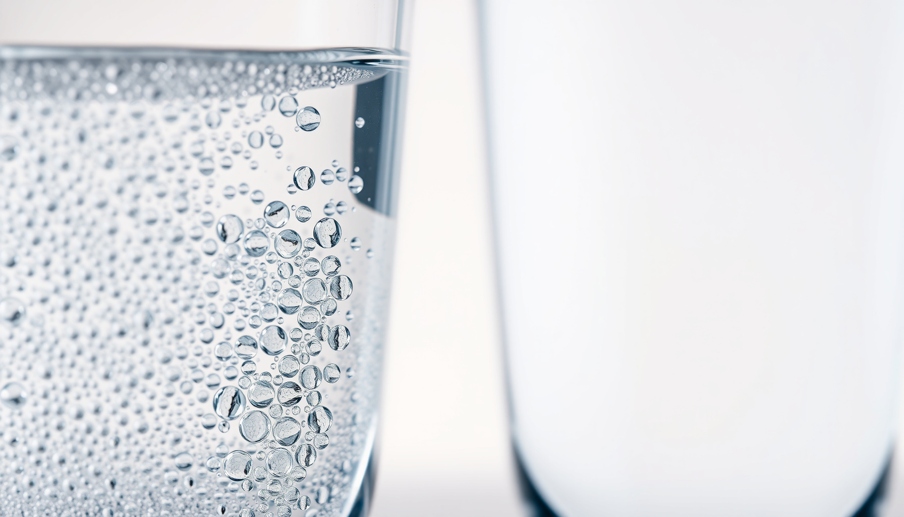 mineral water vs filtered water close-up view