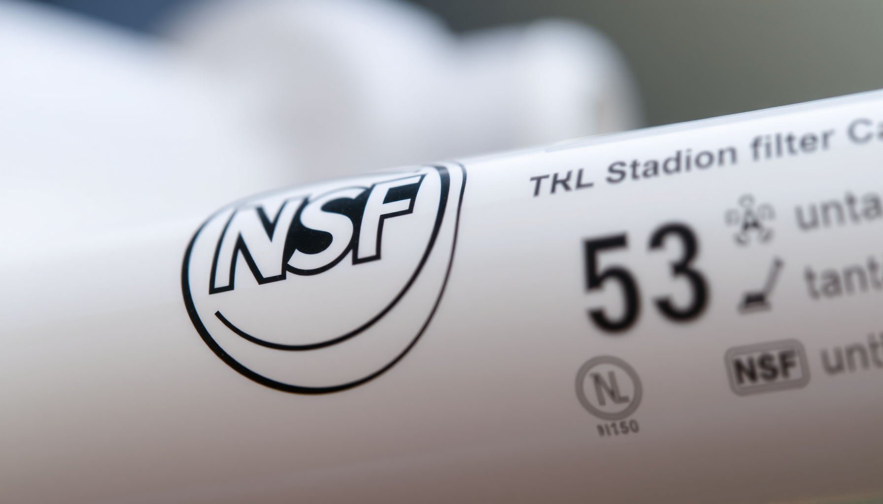 NSF certification for water filters close-up view