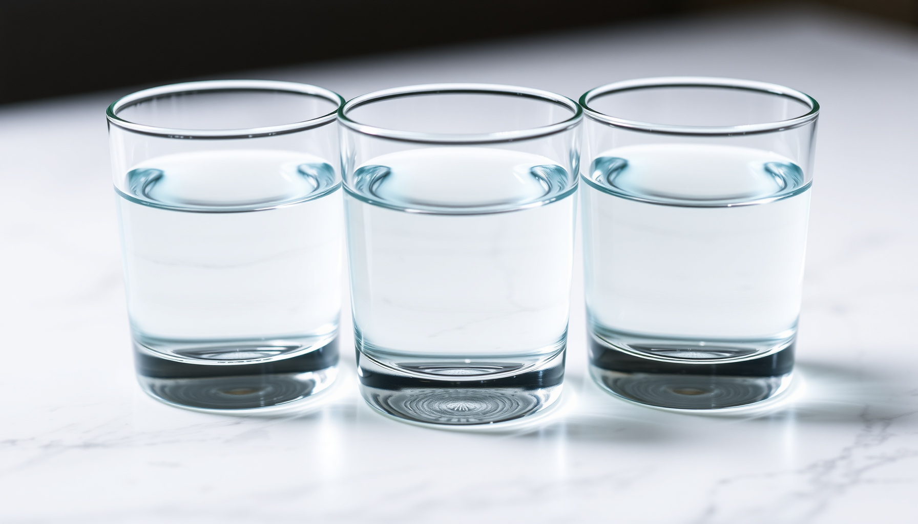spring water vs distilled vs purified water close-up view