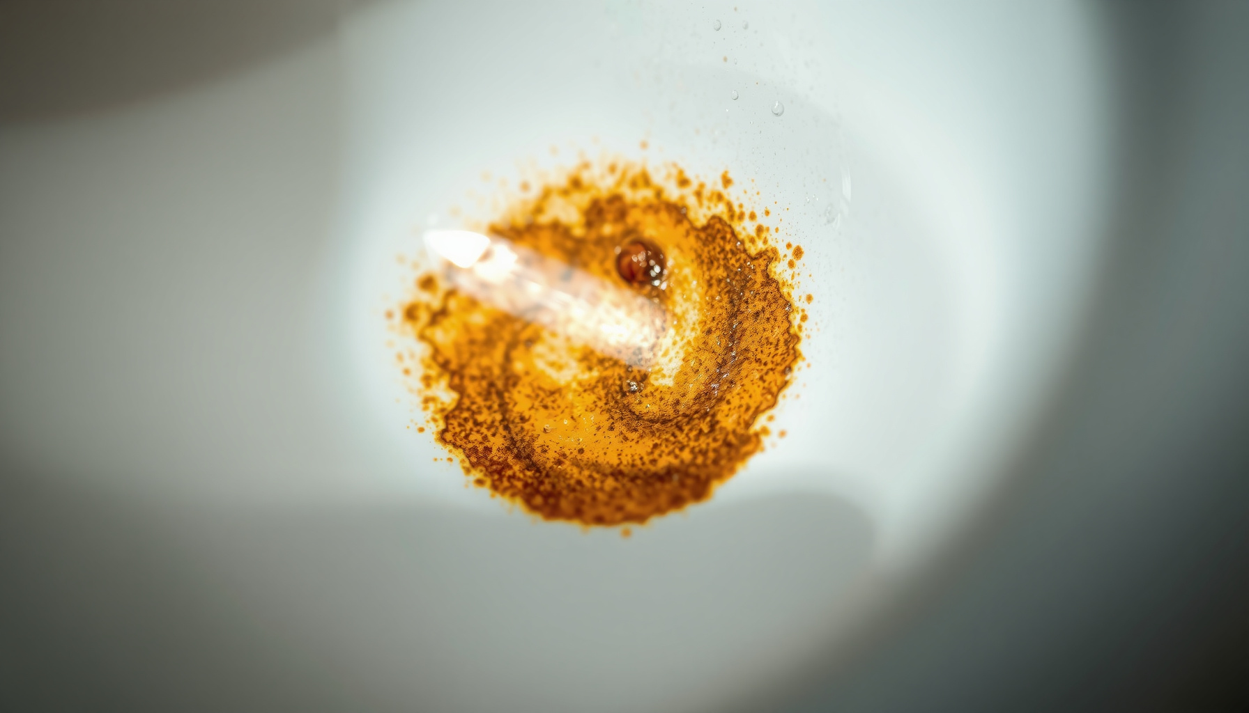 toilet bowl brown stains iron water close-up view