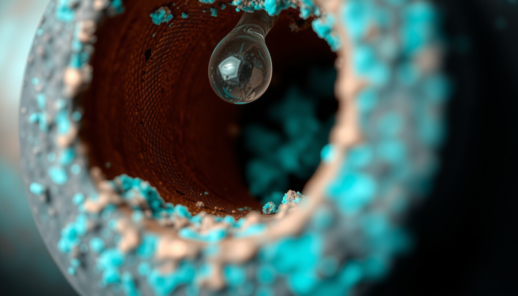 copper in drinking water close-up view