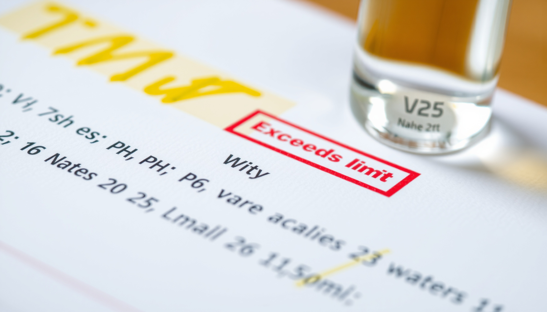 document water quality issues for home sale close-up view
