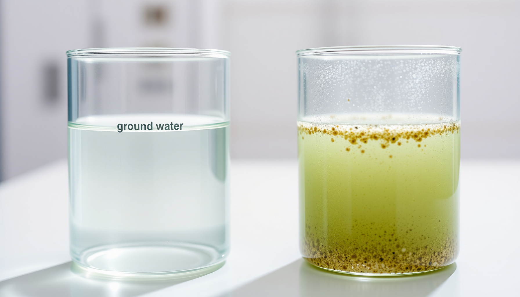 groundwater vs surface water quality close-up view