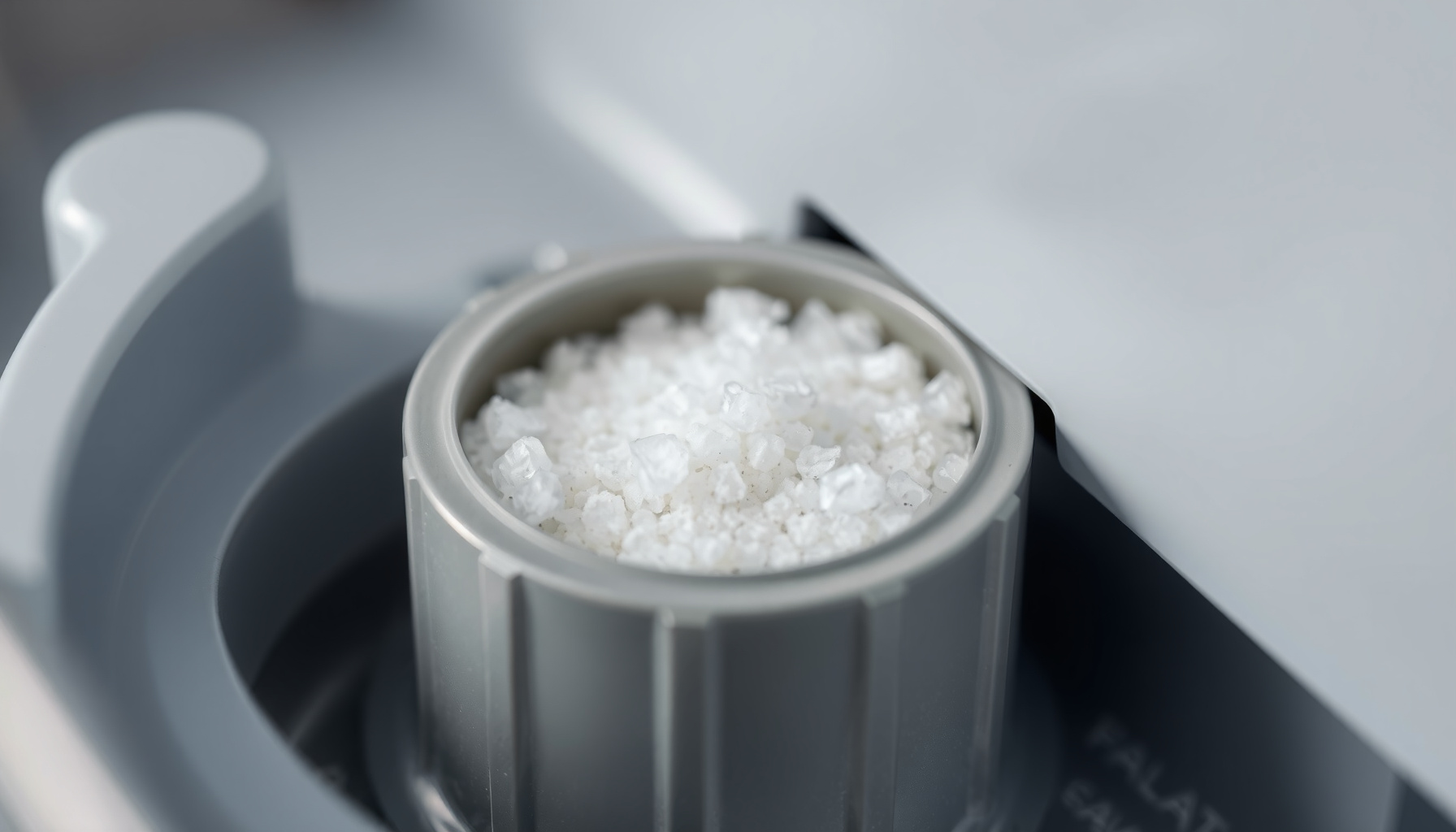 dishwasher salt hard water close-up view