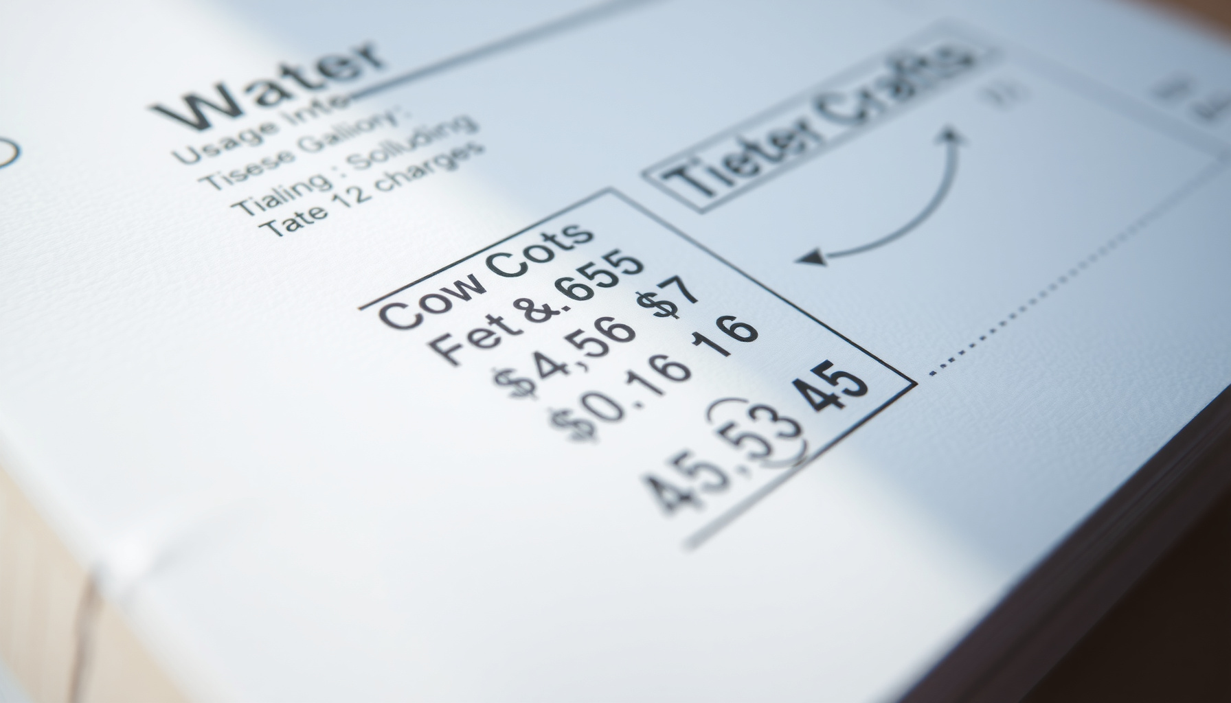 how to read a water bill close-up view