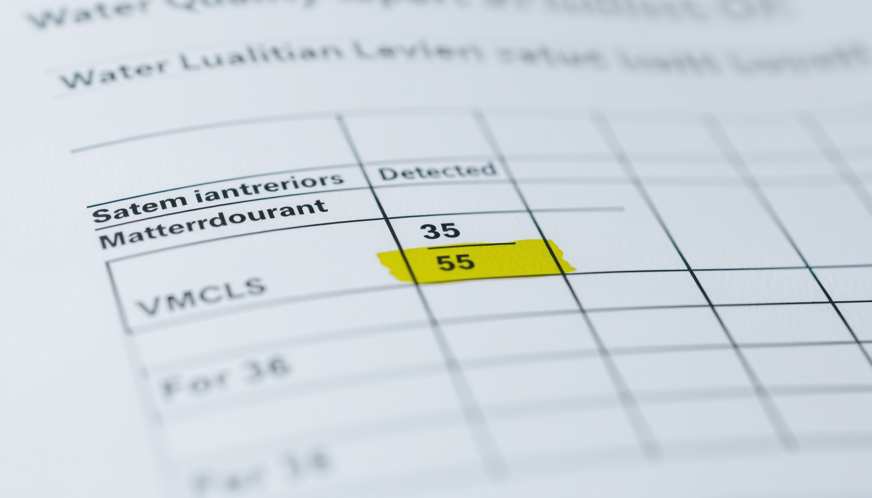 how to read a water quality report close-up view