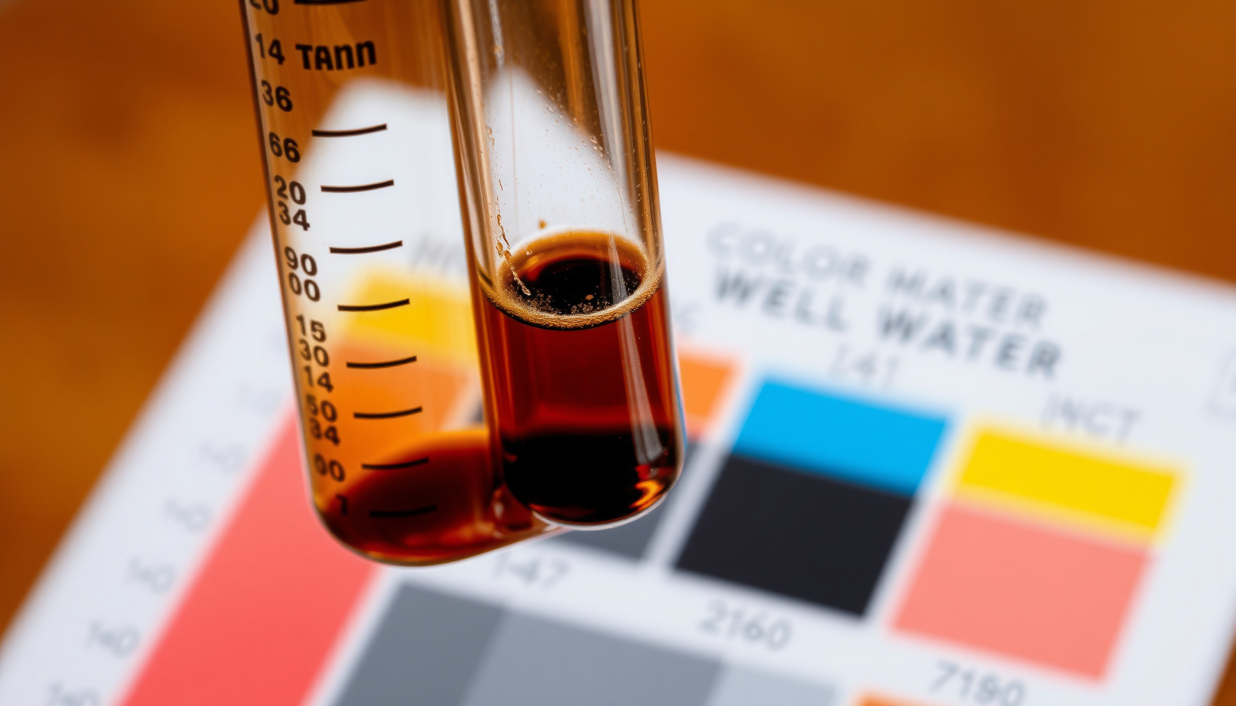 test for tannins in well water close-up view