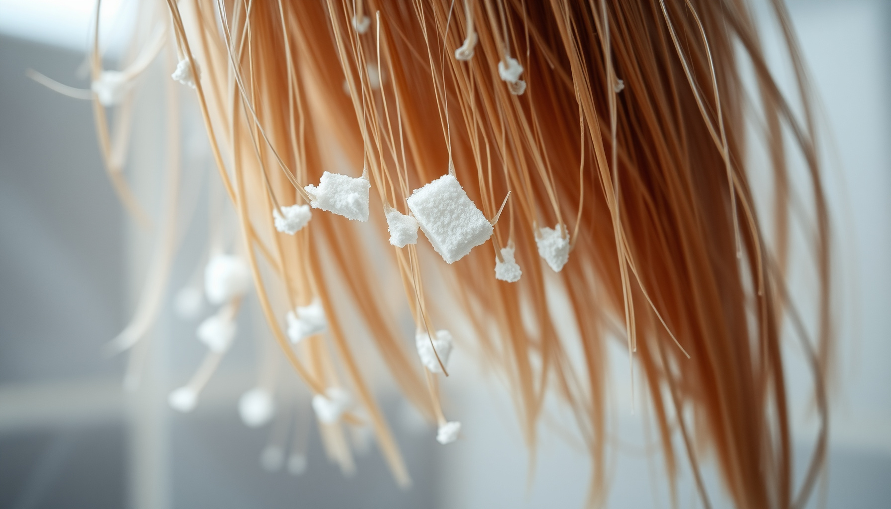 washing hair with hard water close-up view