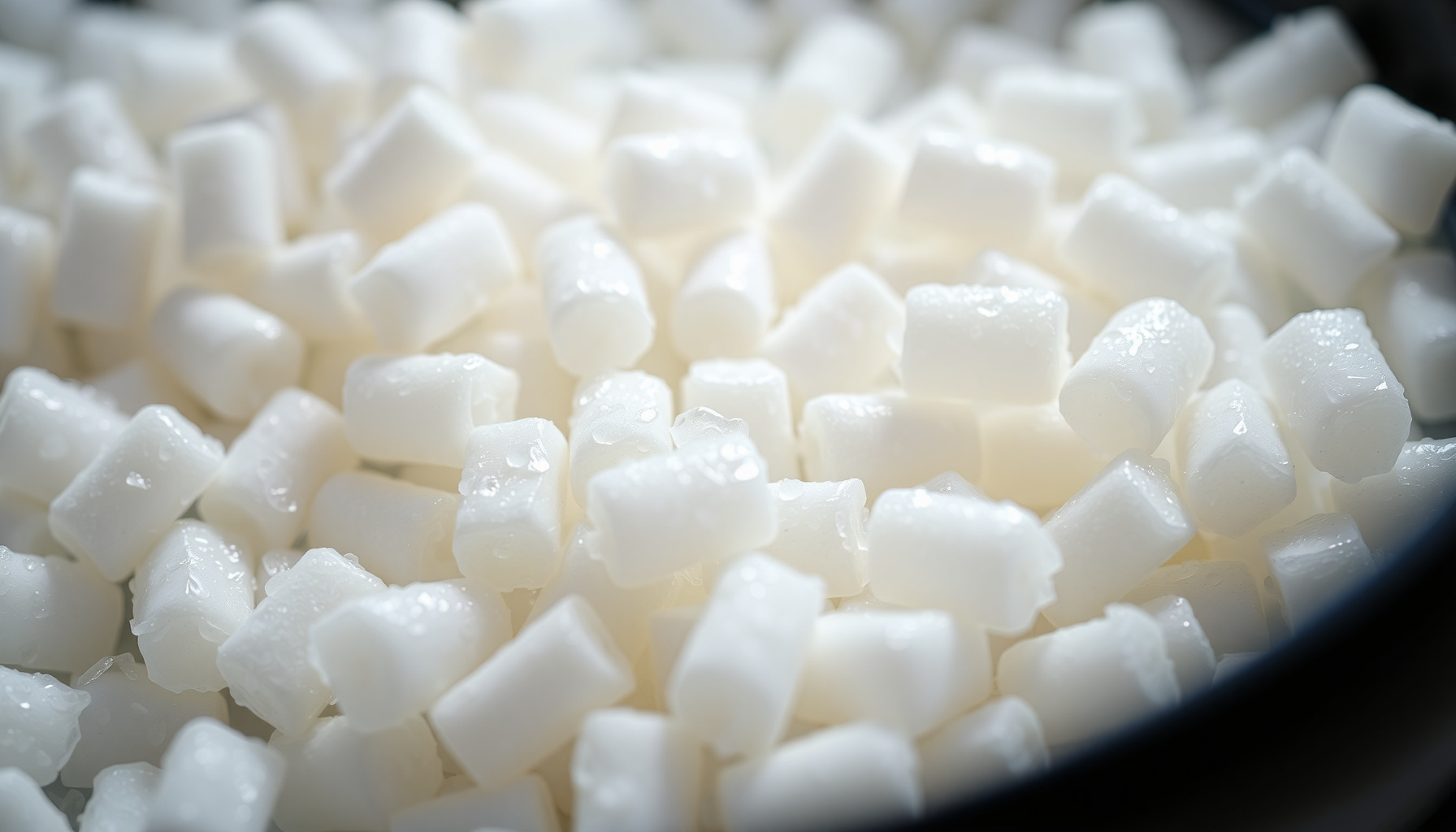 water softener salt in drinking water close-up view