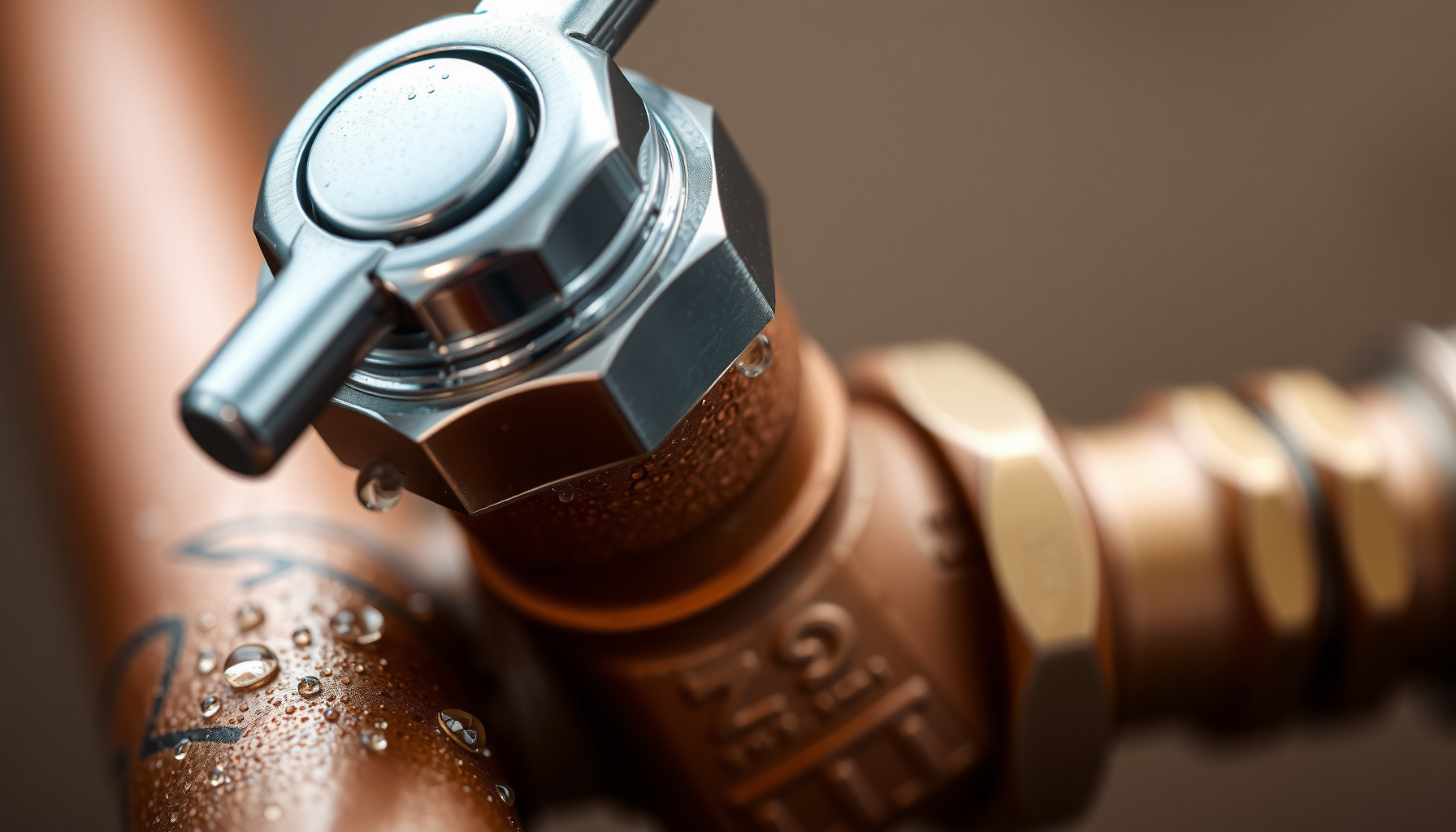 whole house water shut-off valve close-up view