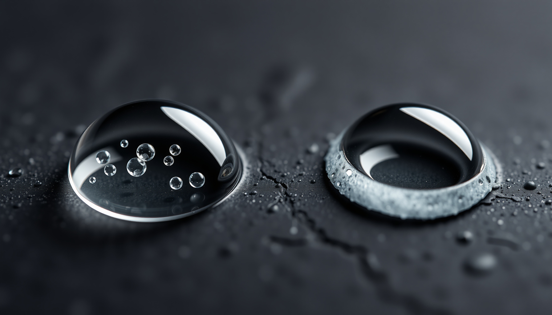hard water vs mineral water close-up view