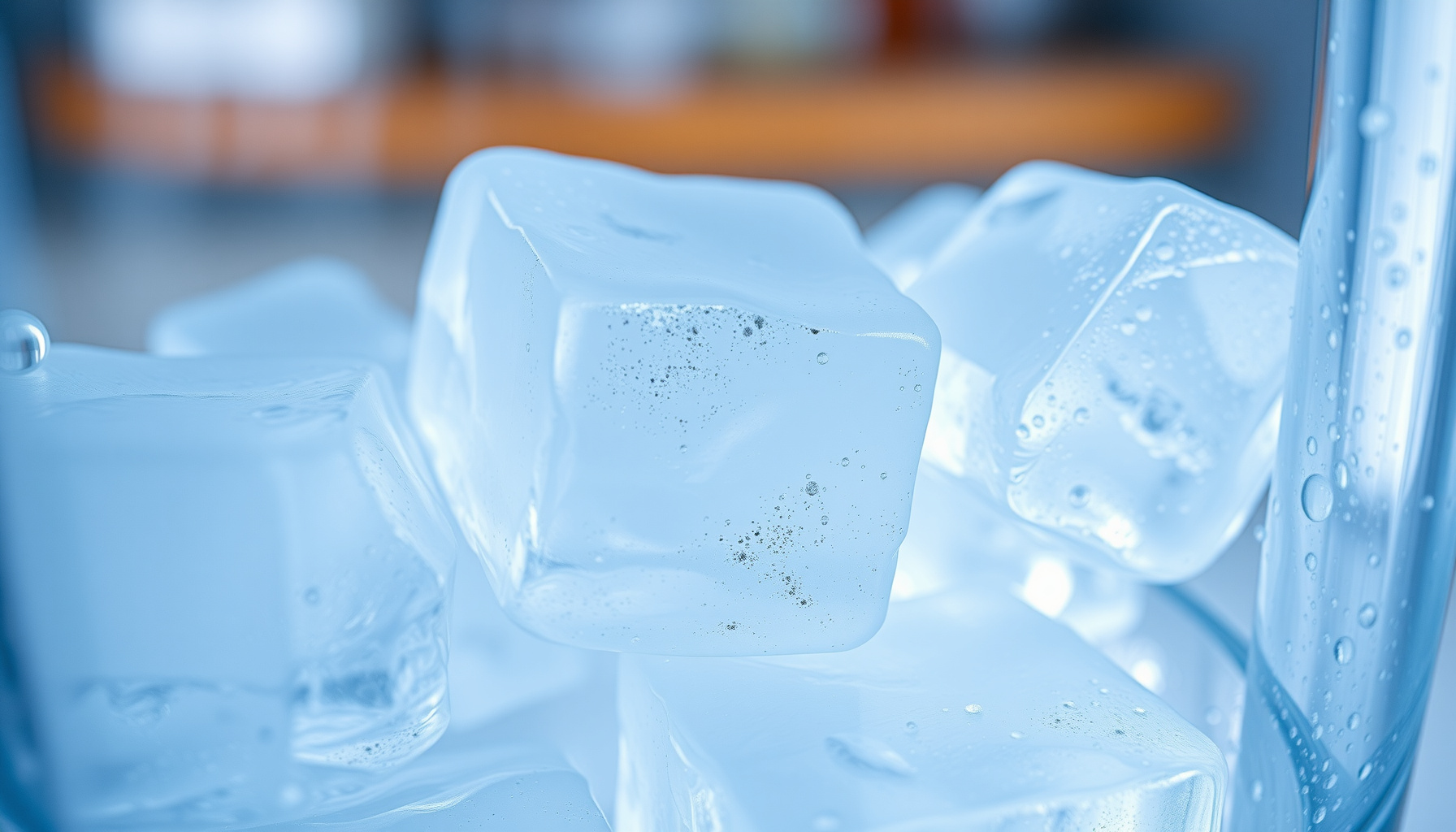 refrigerator ice tastes different from filtered water close-up view