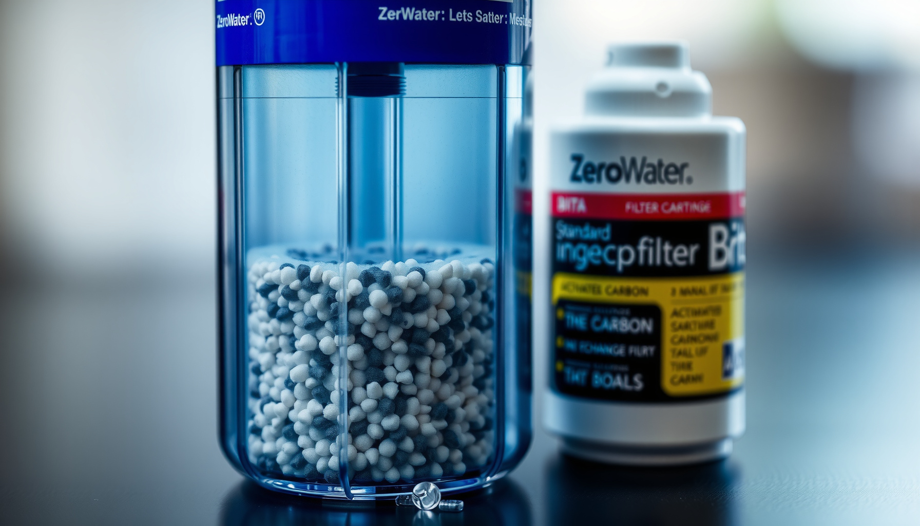 ZeroWater filter vs Brita vs PUR close-up view