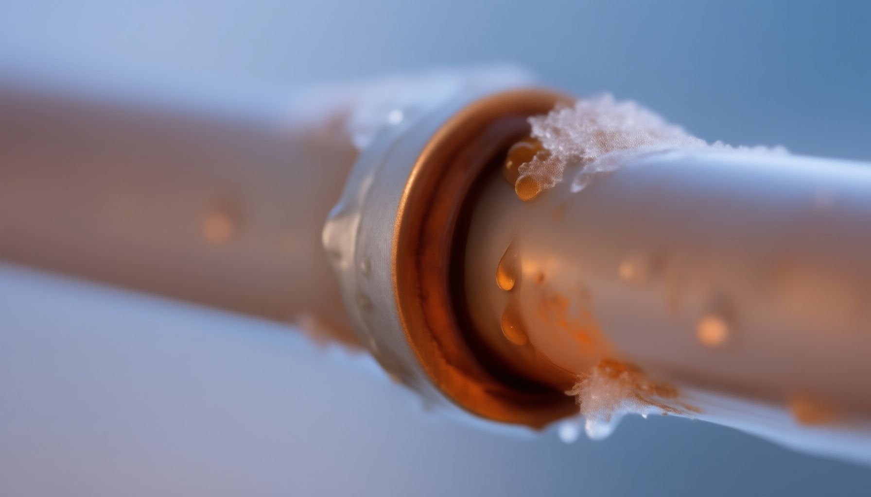 freezing pipes water quality close-up view